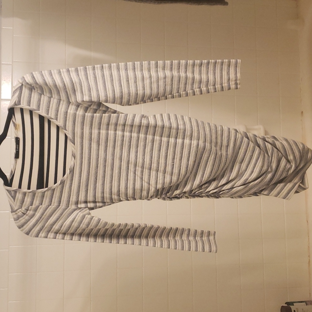 Striped sweater dress with ruched sides